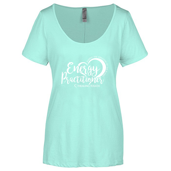 Ladies Scoop Neck Short Sleeve T-shirt - Energy Practitioner/Celadon