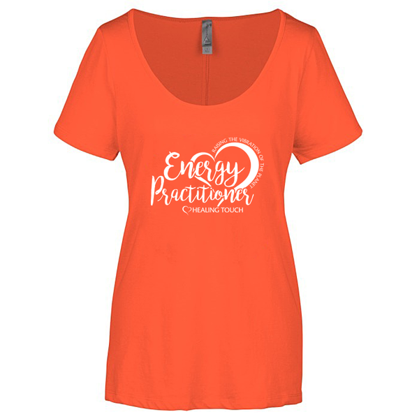 Ladies Scoop Neck Short Sleeve T-shirt - Energy Practitioner/Deep Coral