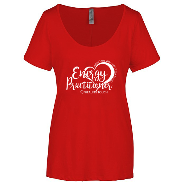 Ladies Scoop Neck Short Sleeve T-shirt - Energy Practitioner/Red