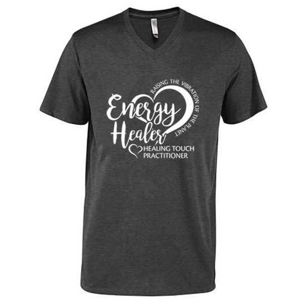 Men's V-Neck Short Sleeve T-shirt - Energy Healer/Charcoal Heather
