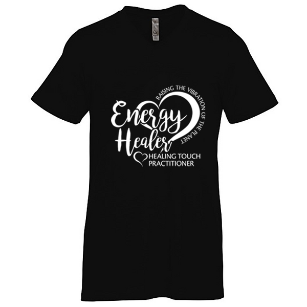 Men's V-Neck Short Sleeve T-shirt - Energy Healer/Jet Black