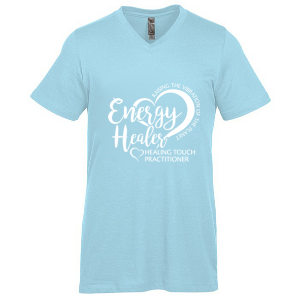 Men's V-Neck Short Sleeve T-shirt - Energy Healer/Pool Blue