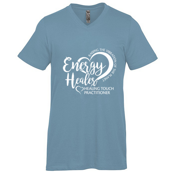 Men's V-Neck Short Sleeve T-shirt - Energy Healer/Steel