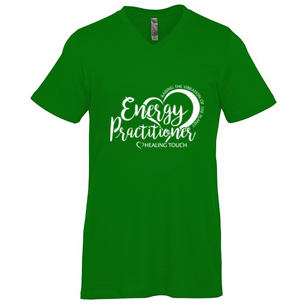 Men's V-Neck Short Sleeve T-shirt - Energy Practitioner/Kelly Green