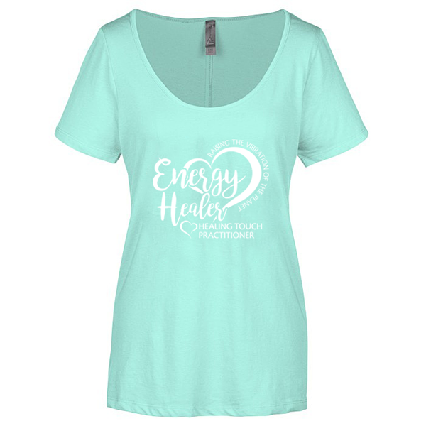 Ladies Scoop Neck Short Sleeve T-shirt - Energy Healer/Celadon