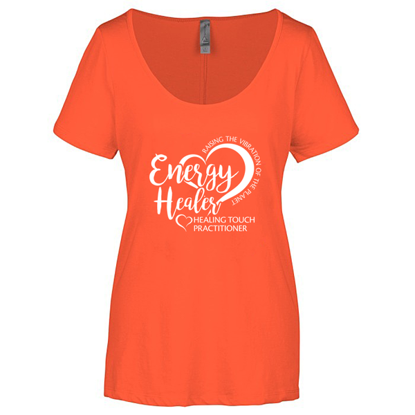 Ladies Scoop Neck Short Sleeve T-shirt - Energy Healer/Deep Coral