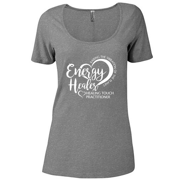 Ladies Scoop Neck Short Sleeve T-shirt - Energy Healer/Graphite Heather