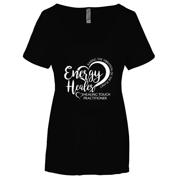 Ladies Scoop Neck Short Sleeve T-shirt - Energy Healer/Jet Black