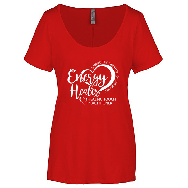 Ladies Scoop Neck Short Sleeve T-shirt - Energy Healer/Red