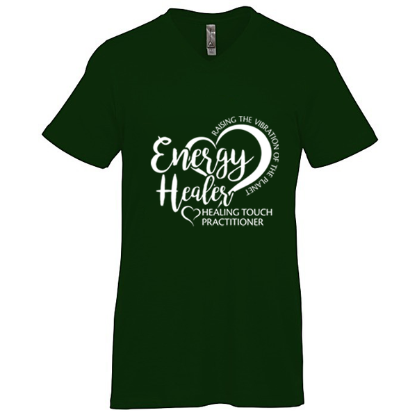 Men's V-Neck Short Sleeve T-shirt - Energy Healer/Forest Green