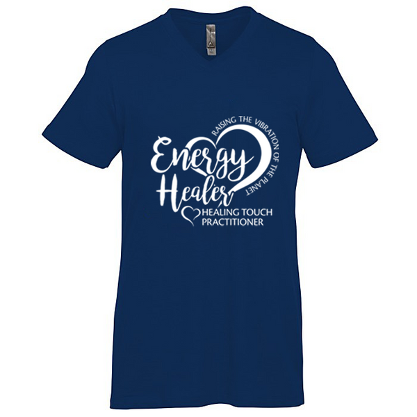 Men's V-Neck Short Sleeve T-shirt - Energy Healer/Harbor Blue