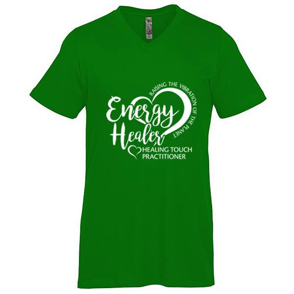 Men's V-Neck Short Sleeve T-shirt - Energy Healer/Kelly Green