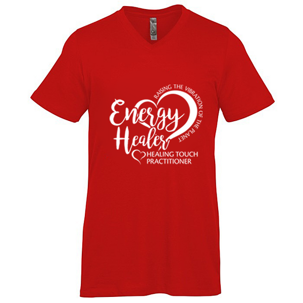 Men's V-Neck Short Sleeve T-shirt - Energy Healer/Red