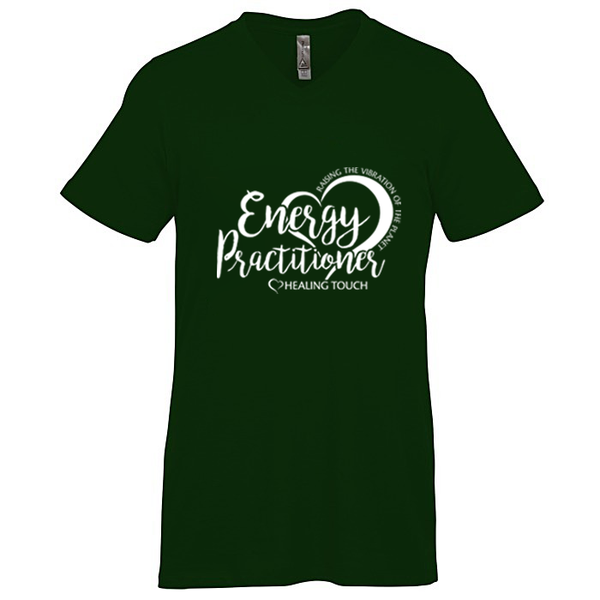 Men's V-Neck Short Sleeve T-shirt - Energy Practitioner/Forest Green
