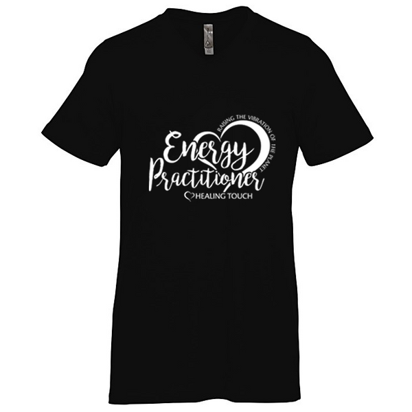 Men's V-Neck Short Sleeve T-shirt - Energy Practitioner/Jet Black