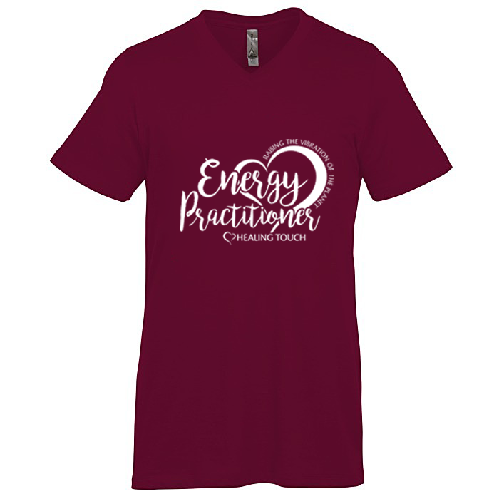 Men's V-Neck Short Sleeve T-shirt - Energy Practitioner/Maroon