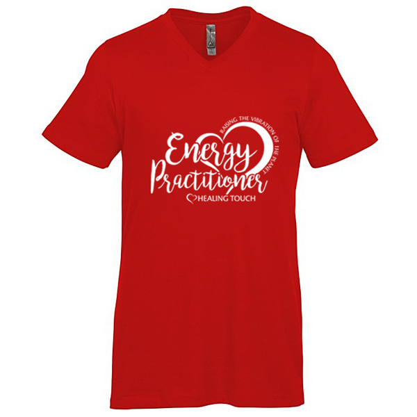 Men's V-Neck Short Sleeve T-shirt - Energy Practitioner/Red